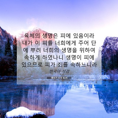 Picture 07 - 레위기 17:11 KOR - 육체의 생명은 피에 있음이라 내가 - Bible Verse Picture