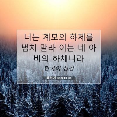 Picture 07 - 레위기 18:8 KOR - 너는 계모의 하체를 범치 말라 이는 - Bible Verse Picture