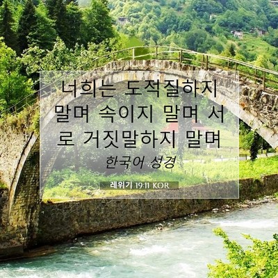 Picture 07 - 레위기 19:11 KOR - 너희는 도적질하지 말며 속이지 말며 - Bible Verse Picture