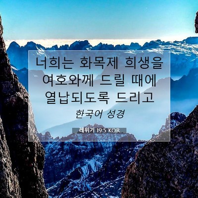 Picture 07 - 레위기 19:5 KOR - 너희는 화목제 희생을 여호와께 드릴 - Bible Verse Picture