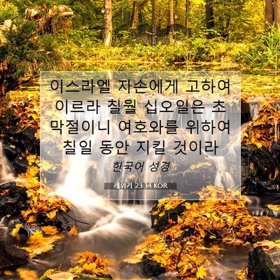 Picture 07 - 레위기 23:34 KOR - 이스라엘 자손에게 고하여 이르라 - Bible Verse Picture