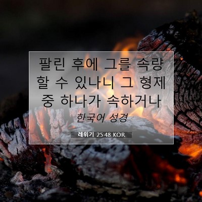 Picture 07 - 레위기 25:48 KOR - 팔린 후에 그를 속량할 수 있나니 그 - Bible Verse Picture
