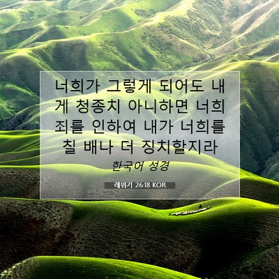 Picture 07 - 레위기 26:18 KOR - 너희가 그렇게 되어도 내게 청종치 - Bible Verse Picture