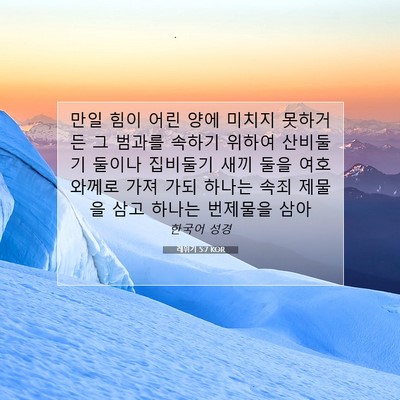 Picture 07 - 레위기 5:7 KOR - 만일 힘이 어린 양에 미치지 - Bible Verse Picture