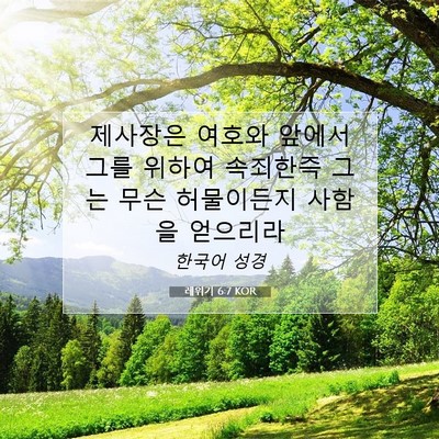 Picture 07 - 레위기 6:7 KOR - 제사장은 여호와 앞에서 그를 위하여 - Bible Verse Picture