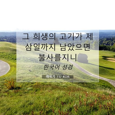 Picture 07 - 레위기 7:17 KOR - 그 희생의 고기가 제 삼일까지 - Bible Verse Picture