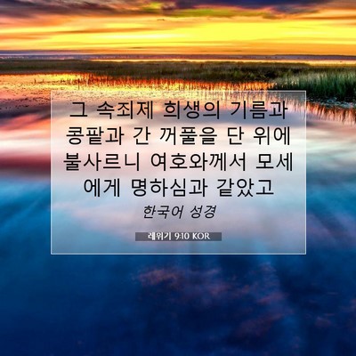 Picture 07 - 레위기 9:10 KOR - 그 속죄제 희생의 기름과 콩팥과 간 - Bible Verse Picture