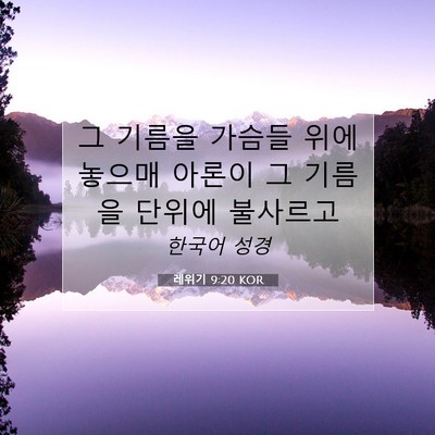 Picture 07 - 레위기 9:20 KOR - 그 기름을 가슴들 위에 놓으매 - Bible Verse Picture