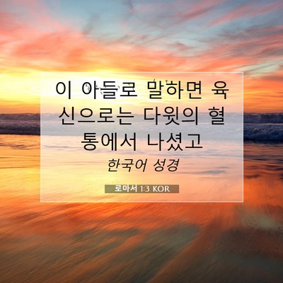 Picture 07 - 로마서 1:3 KOR - 이 아들로 말하면 육신으로는 다윗의 - Bible Verse Picture