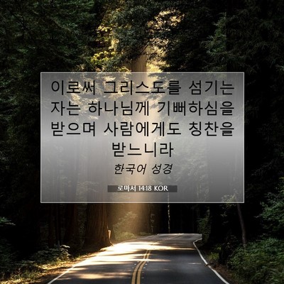 Picture 07 - 로마서 14:18 KOR - 이로써 그리스도를 섬기는 자는 - Bible Verse Picture