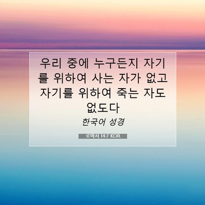 Picture 07 - 로마서 14:7 KOR - 우리 중에 누구든지 자기를 위하여 - Bible Verse Picture