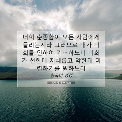 Picture 07 - 로마서 16:19 KOR - 너희 순종함이 모든 사람에게 - Bible Verse Picture