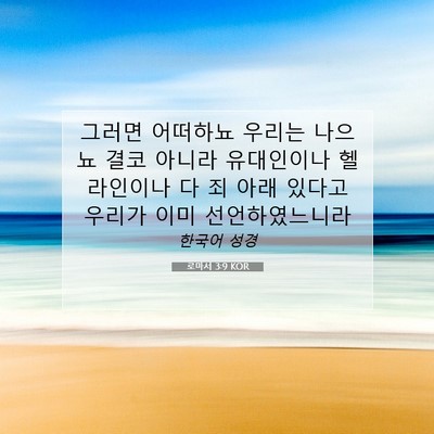 Picture 07 - 로마서 3:9 KOR - 그러면 어떠하뇨 우리는 나으뇨 결코 - Bible Verse Picture