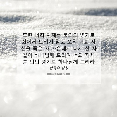 Picture 07 - 로마서 6:13 KOR - 또한 너희 지체를 불의의 병기로 - Bible Verse Picture