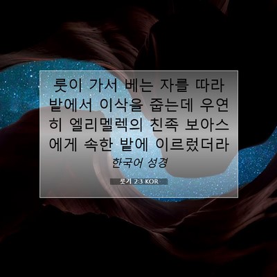 Picture 07 - 룻기 2:3 KOR - 룻이 가서 베는 자를 따라 밭에서 - Bible Verse Picture