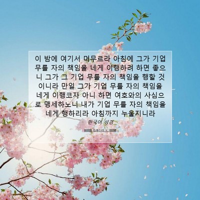 Picture 07 - 룻기 3:13 KOR - 이 밤에 여기서 머무르라 아침에 - Bible Verse Picture