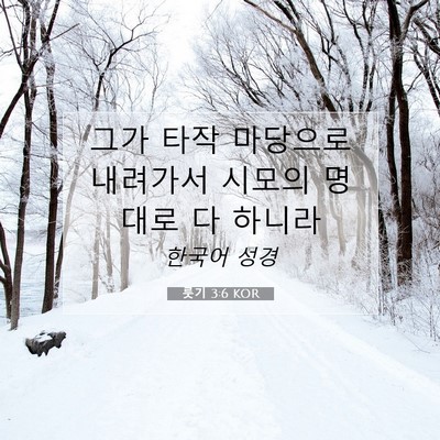 Picture 07 - 룻기 3:6 KOR - 그가 타작 마당으로 내려가서 시모의 - Bible Verse Picture