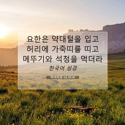 Picture 07 - 마가복음 1:6 KOR - 요한은 약대털을 입고 허리에 - Bible Verse Picture