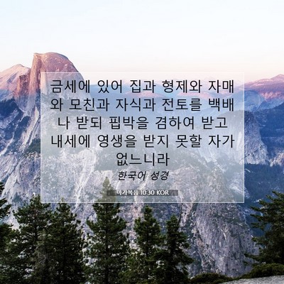Picture 07 - 마가복음 10:30 KOR - 금세에 있어 집과 형제와 자매와 - Bible Verse Picture