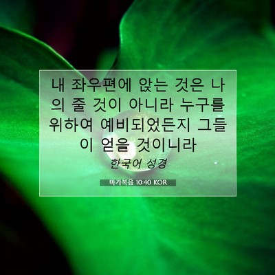 Picture 07 - 마가복음 10:40 KOR - 내 좌우편에 앉는 것은 나의 줄 것이 - Bible Verse Picture
