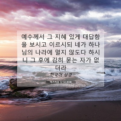Picture 07 - 마가복음 12:34 KOR - 예수께서 그 지혜 있게 대답함을 - Bible Verse Picture