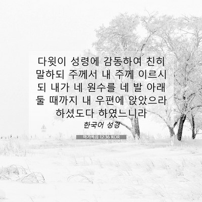 Picture 07 - 마가복음 12:36 KOR - 다윗이 성령에 감동하여 친히 말하되 - Bible Verse Picture