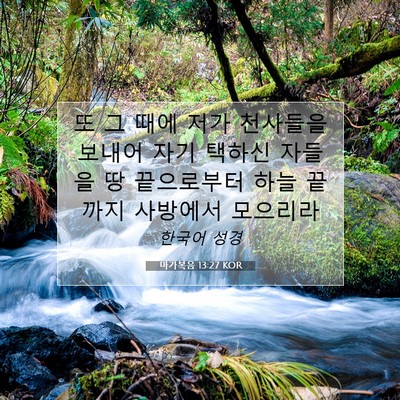Picture 07 - 마가복음 13:27 KOR - 또 그 때에 저가 천사들을 보내어 - Bible Verse Picture