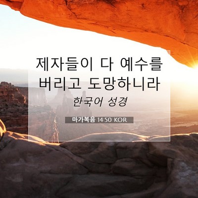 Picture 07 - 마가복음 14:50 KOR - 제자들이 다 예수를 버리고 - Bible Verse Picture