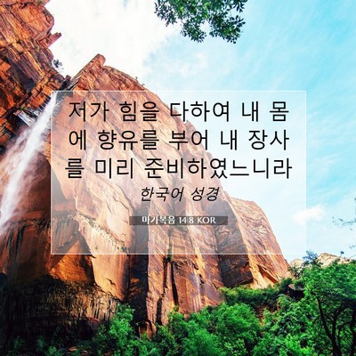 Picture 07 - 마가복음 14:8 KOR - 저가 힘을 다하여 내 몸에 향유를 - Bible Verse Picture