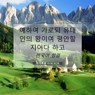 Picture 07 - 마가복음 15:18 KOR - 예하여 가로되 유대인의 왕이여 - Bible Verse Picture