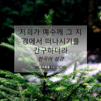 Picture 07 - 마가복음 5:17 KOR - 저희가 예수께 그 지경에서 - Bible Verse Picture