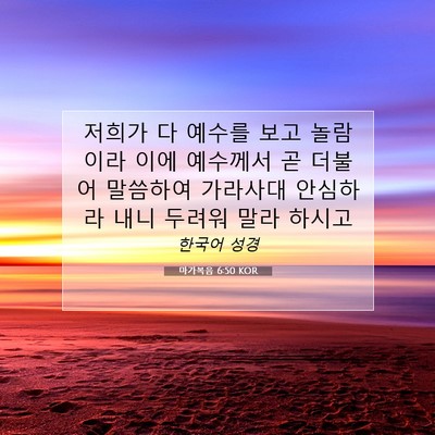 Picture 07 - 마가복음 6:50 KOR - 저희가 다 예수를 보고 놀람이라 - Bible Verse Picture