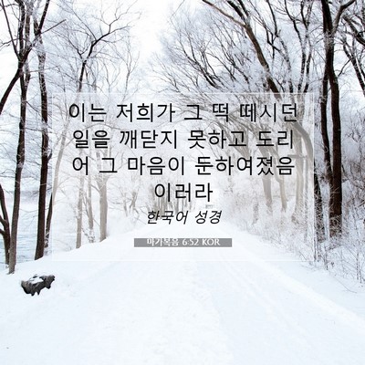 Picture 07 - 마가복음 6:52 KOR - 이는 저희가 그 떡 떼시던 일을 - Bible Verse Picture