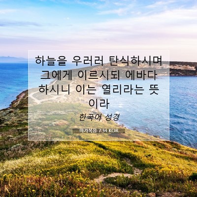 Picture 07 - 마가복음 7:34 KOR - 하늘을 우러러 탄식하시며 그에게 - Bible Verse Picture