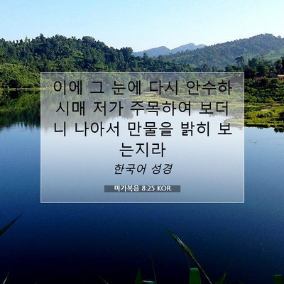 Picture 07 - 마가복음 8:25 KOR - 이에 그 눈에 다시 안수하시매 저가 - Bible Verse Picture