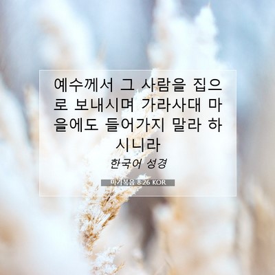 Picture 07 - 마가복음 8:26 KOR - 예수께서 그 사람을 집으로 보내시며 - Bible Verse Picture