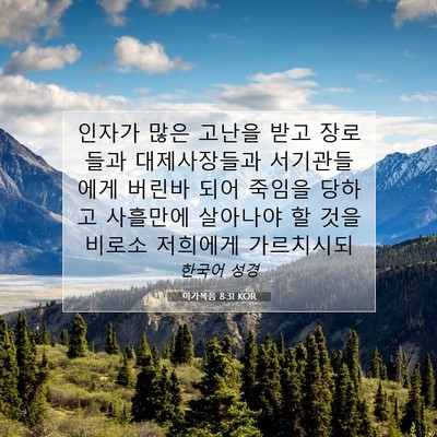 Picture 07 - 마가복음 8:31 KOR - 인자가 많은 고난을 받고 장로들과 - Bible Verse Picture