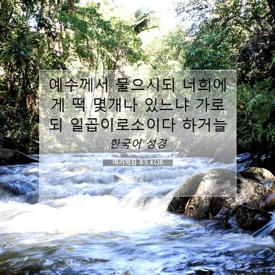 Picture 07 - 마가복음 8:5 KOR - 예수께서 물으시되 너희에게 떡 - Bible Verse Picture