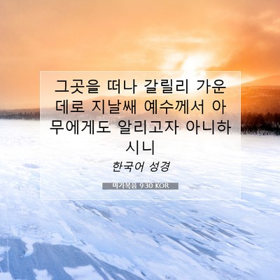 Picture 07 - 마가복음 9:30 KOR - 그곳을 떠나 갈릴리 가운데로 지날쌔 - Bible Verse Picture