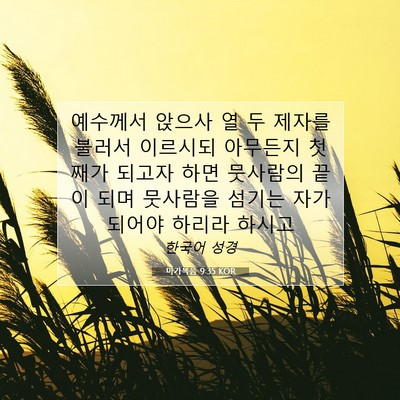 Picture 07 - 마가복음 9:35 KOR - 예수께서 앉으사 열 두 제자를 - Bible Verse Picture