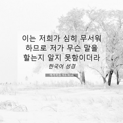 Picture 07 - 마가복음 9:6 KOR - 이는 저희가 심히 무서워하므로 저가 - Bible Verse Picture