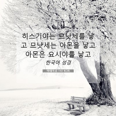 Picture 07 - 마태복음 1:10 KOR - 히스기야는 므낫세를 낳고 므낫세는 - Bible Verse Picture