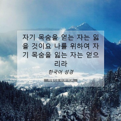 Picture 07 - 마태복음 10:39 KOR - 자기 목숨을 얻는 자는 잃을 것이요 - Bible Verse Picture