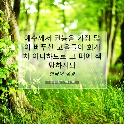 Picture 07 - 마태복음 11:20 KOR - 예수께서 권능을 가장 많이 베푸신 - Bible Verse Picture