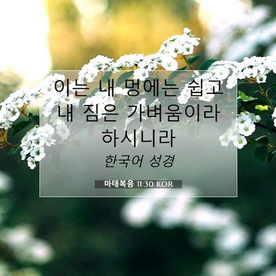 Picture 07 - 마태복음 11:30 KOR - 이는 내 멍에는 쉽고 내 짐은 - Bible Verse Picture