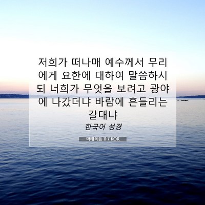 Picture 07 - 마태복음 11:7 KOR - 저희가 떠나매 예수께서 무리에게 - Bible Verse Picture