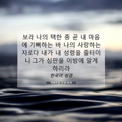 Picture 07 - 마태복음 12:18 KOR - 보라 나의 택한 종 곧 내 마음에 - Bible Verse Picture