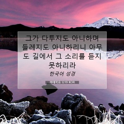 Picture 07 - 마태복음 12:19 KOR - 그가 다투지도 아니하며 들레지도 - Bible Verse Picture