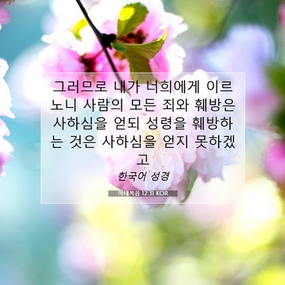 Picture 07 - 마태복음 12:31 KOR - 그러므로 내가 너희에게 이르노니 - Bible Verse Picture