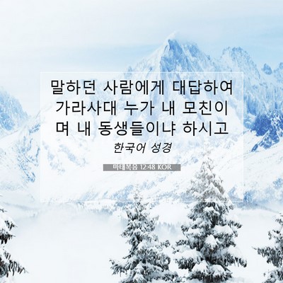 Picture 07 - 마태복음 12:48 KOR - 말하던 사람에게 대답하여 가라사대 - Bible Verse Picture